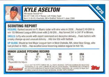 2007 Bowman - Prospects #BP38 Kyle Aselton Back