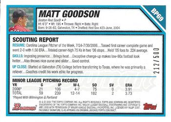 2007 Bowman - Prospects Blue #BP69 Matt Goodson Back