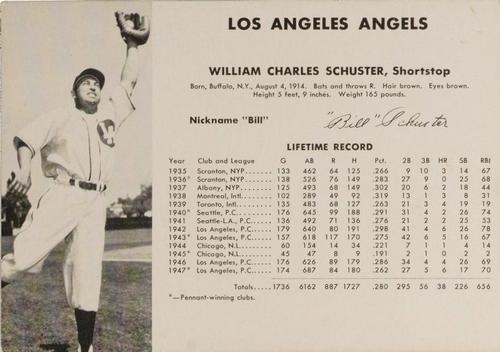 1948 Los Angeles Angels (W725) #NNO William Charles Schuster Front