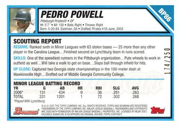 2007 Bowman - Prospects Orange #BP86 Pedro Powell Back