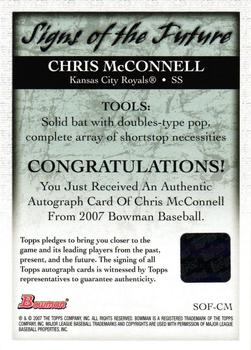 2007 Bowman - Signs of the Future #SOF-CM Chris McConnell Back