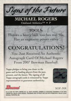 2007 Bowman - Signs of the Future #SOF-MR Michael Rogers Back