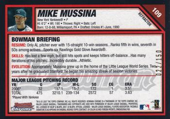2007 Bowman Chrome - Blue Refractors #109 Mike Mussina Back