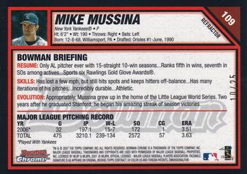 2007 Bowman Chrome - Orange Refractors #109 Mike Mussina Back