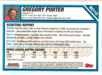 2007 Bowman Chrome - Prospects #BC112 Gregory Porter Back