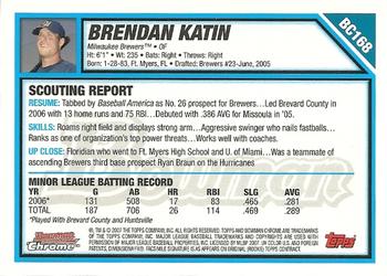 2007 Bowman Chrome - Prospects #BC168 Brendan Katin Back