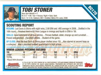 2007 Bowman Chrome - Prospects #BC170 Tobi Stoner Back