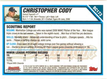 2007 Bowman Chrome - Prospects #BC173 Christopher Cody Back