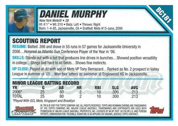 2007 Bowman Chrome - Prospects #BC181 Daniel Murphy Back
