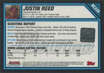 2007 Bowman Chrome - Prospects #BC229 Justin Reed Back