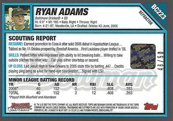 2007 Bowman Chrome - Prospects Gold Refractors #BC223 Ryan Adams Back