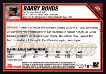2007 Bowman Draft Picks & Prospects - Blue #237 Barry Bonds Back