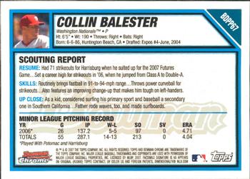 2007 Bowman Draft Picks & Prospects - Chrome Prospects #BDPP67 Collin Balester Back