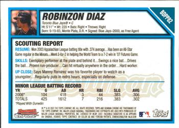 2007 Bowman Draft Picks & Prospects - Chrome Prospects #BDPP82 Robinzon Diaz Back
