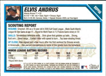 2007 Bowman Draft Picks & Prospects - Chrome Prospects #BDPP86 Elvis Andrus Back