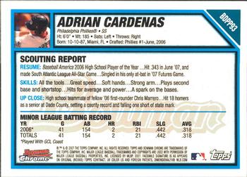 2007 Bowman Draft Picks & Prospects - Chrome Prospects #BDPP93 Adrian Cardenas Back