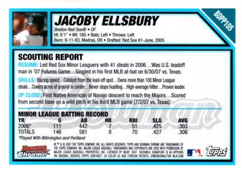 2007 Bowman Draft Picks & Prospects - Futures Game Chrome Prospects Bases #BDPP105 Jacoby Ellsbury Back