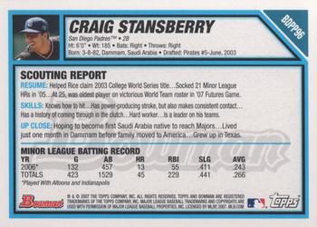 2007 Bowman Draft Picks & Prospects - Prospects #BDPP96 Craig Stansberry Back