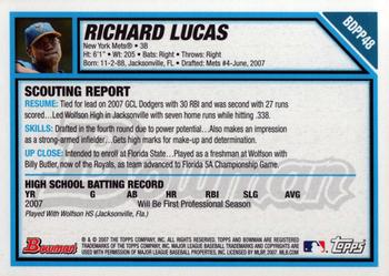 2007 Bowman Draft Picks & Prospects - Prospects #BDPP48 Richard Lucas Back