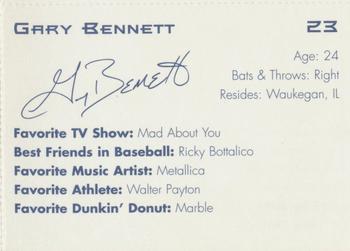 1997 Dunkin' Donuts Pawtucket Red Sox #NNO Gary Bennett Back