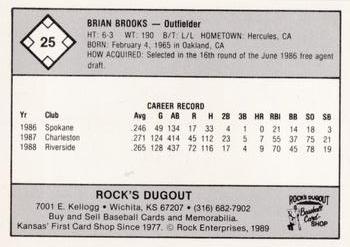 1989 Rock's Dugout Wichita Wranglers Red Border #NNO Brian Brooks Back