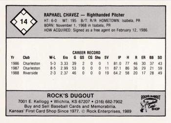 1989 Rock's Dugout Wichita Wranglers Red Border #NNO Rafael Chavez Back