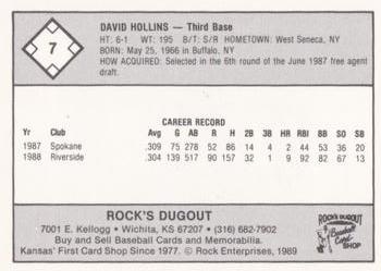 1989 Rock's Dugout Wichita Wranglers Red Border #NNO Dave Hollins Back