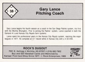 1989 Rock's Dugout Wichita Wranglers Red Border #NNO Gary Lance Back