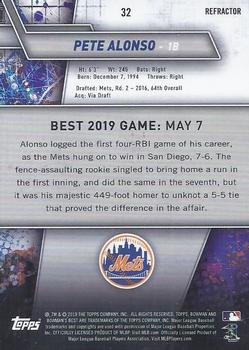 2019 Bowman's Best - Refractor #32 Pete Alonso Back
