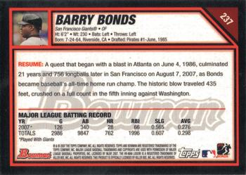 2007 Bowman Draft Picks & Prospects - Gold #237 Barry Bonds Back