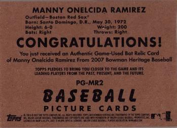 2007 Bowman Heritage - Pieces of Greatness #PG-MR2 Manny Ramirez Back