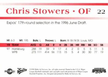 1998 Multi-Ad Harrisburg Senators #22 Chris Stowers Back