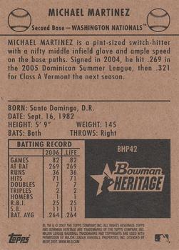 2007 Bowman Heritage - Prospects #BHP42 Michael Martinez Back
