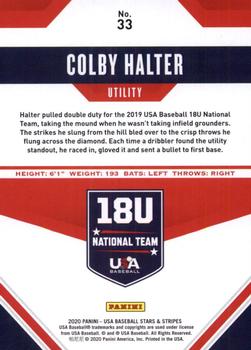 2020 Panini USA Baseball Stars & Stripes #33 Colby Halter Back