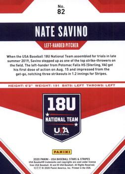 2020 Panini USA Baseball Stars & Stripes #82 Nate Savino Back