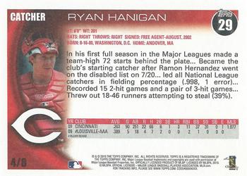 2010 Topps Cincinnati Reds Redsfest #4 Ryan Hanigan Back