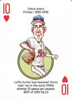 2019 Hero Decks Atlanta Braves Baseball Heroes Playing Cards #10♥ Steve Avery Front