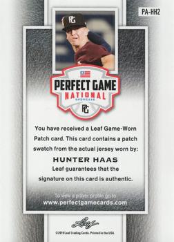 2019 Leaf Perfect Game National Showcase - Patch Autographs Lavender #PA-HH2 Hunter Haas Back