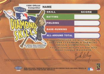 1998 Fleer Tradition - Diamond Skills Competition Cards #NNO Mark McGwire Back