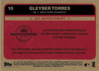 2019-20 Topps 582 Montgomery Club Set 1 #10 Gleyber Torres Back