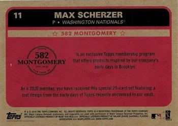 2019-20 Topps 582 Montgomery Club Set 1 #11 Max Scherzer Back