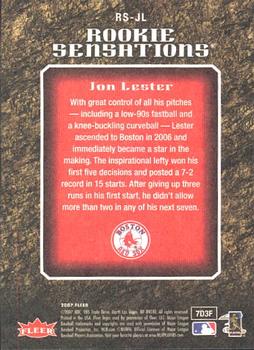 2007 Fleer - Rookie Sensations #RS-JL Jon Lester Back