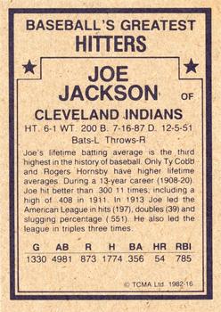 1982 TCMA Baseball's Greatest Hitters (Tan Back) #16 Joe Jackson Back