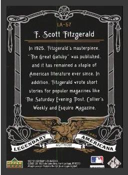 2007 SP Legendary Cuts - Legendary Americana #LA-57 F. Scott Fitzgerald Back
