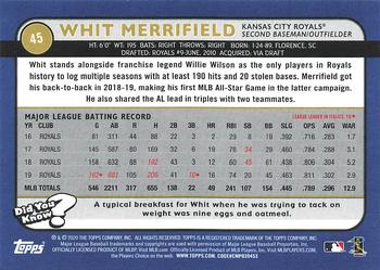 2020 Topps Big League #45 Whit Merrifield Back
