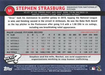 2020 Topps Big League #94 Stephen Strasburg Back