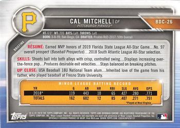 2019 Bowman Draft Sapphire Edition #BDC-26 Cal Mitchell Back
