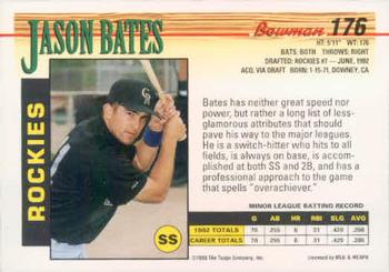 1993 Bowman #176 Jason Bates Back
