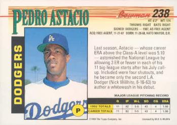 1993 Bowman #238 Pedro Astacio Back