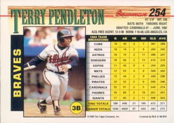1993 Bowman #254 Terry Pendleton Back